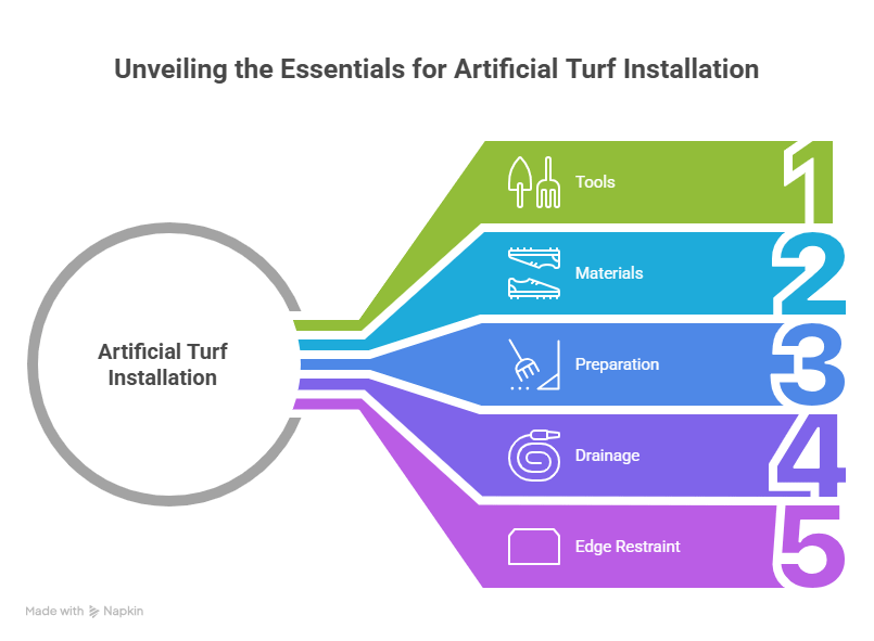 laying artificial turf on grass
